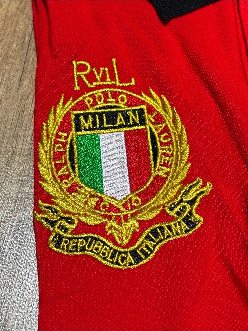 Polo Ralph Lauren Custom Slim Fit Red Milan Italy Polo Shirt Quarter Button Up